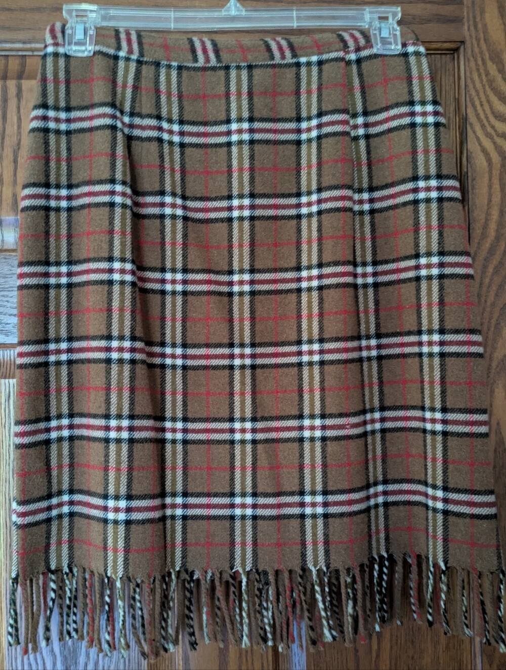 Intriguing Threads Brown Plaid Fringe Skirt w/ Red & Cream Accents - Size 12